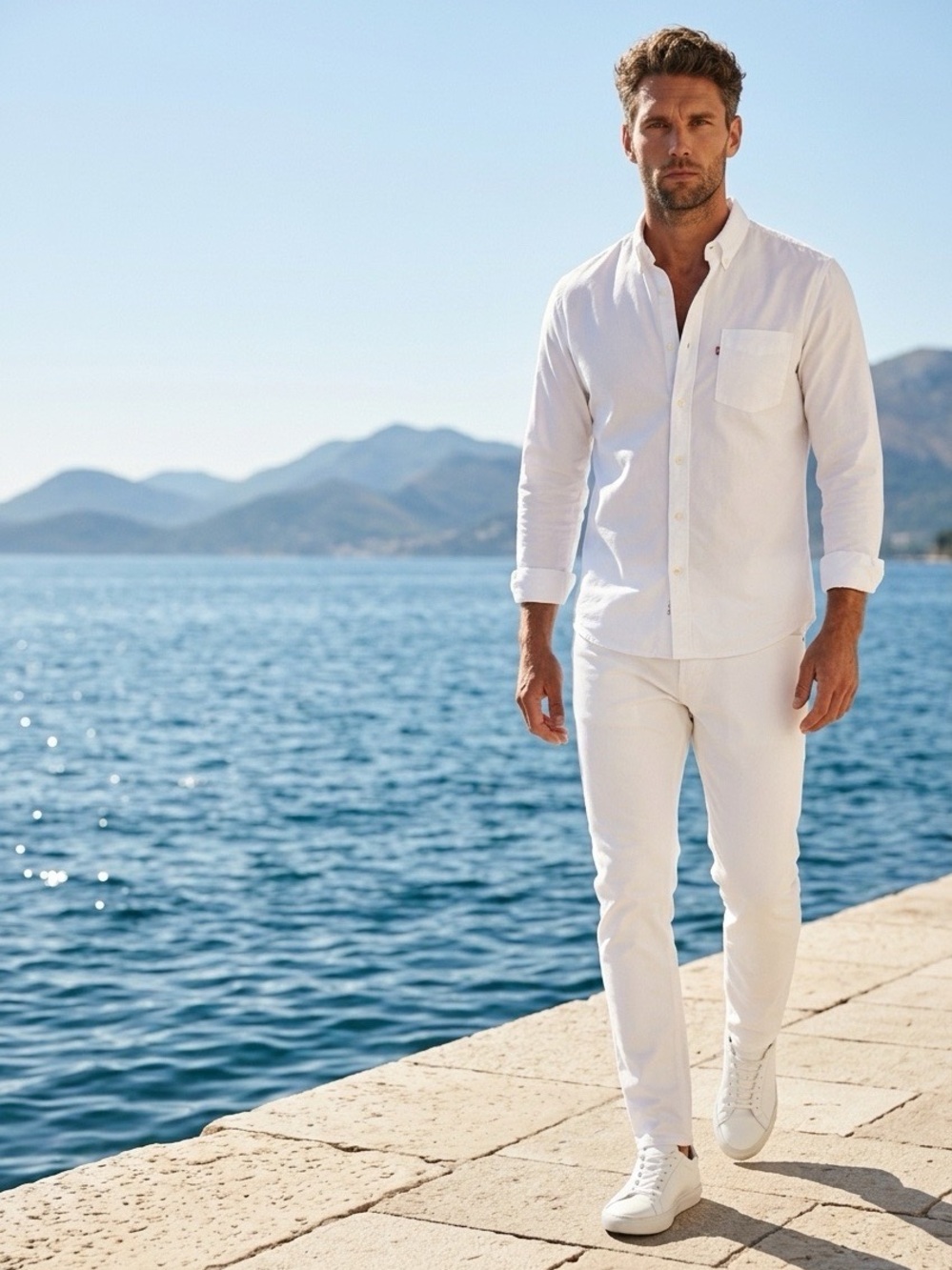Men's Levis 541 Athletic Taper White Jeans. W33 x L32